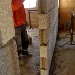 Aufbau Hanfstein Innenwand   /// construction of a hemp brick wall